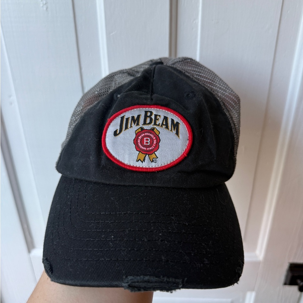 Jim Beam Snap Back Hat One Size Adjustable Black Embroidered Logo